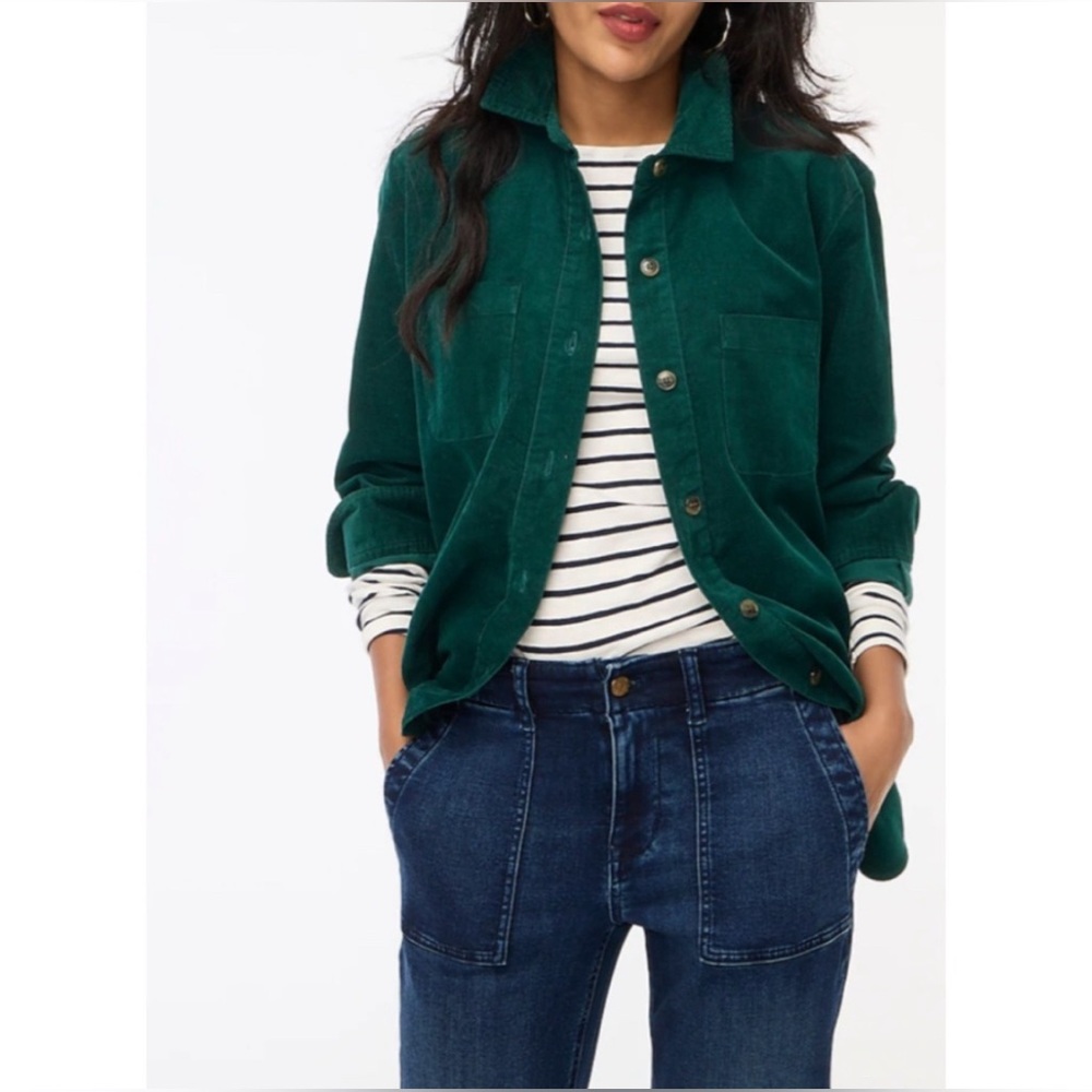J. Crew Dark Green Corduroy Shirt Jacket